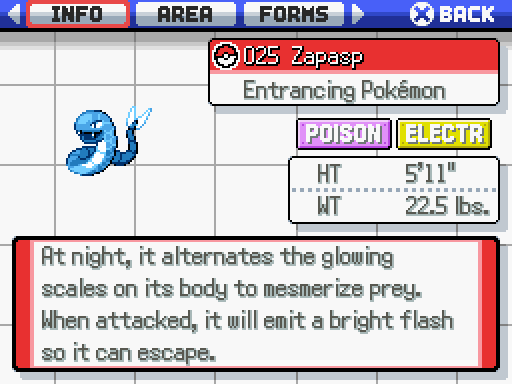 Pokémon Rmn Version Images The Pokedex Screen Featuring Zapasp 